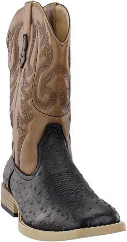 Miniatura 2 de Botas casuales para hombre ROPER con punta cuadrada y protuberancias estilo avestruz, de media pantorrilla - Marrón, Blanco