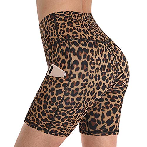 Havejoy Short Deportivo Mujer Estampado con Bolsillo Leggings Corto Push Up Cintura Alta Mallas Cortos Verano Leggings Pantalones Cortos para Gimnasio Ciclismo Running Yoga Fitness