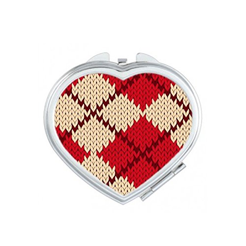 Miroir compact de poche à motif nordique rouge et beige