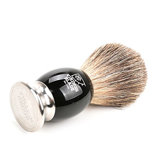 Luxury Shaving Brush For Men By Vikings Blade, Ultra Heavy Acrylic & 316L Steel Handle, Super Strong Knot Backbone, Minimal Shedding, Fast Lather, Extremely Smooth & Plush On Skin (Dark Stallion) #TOP4