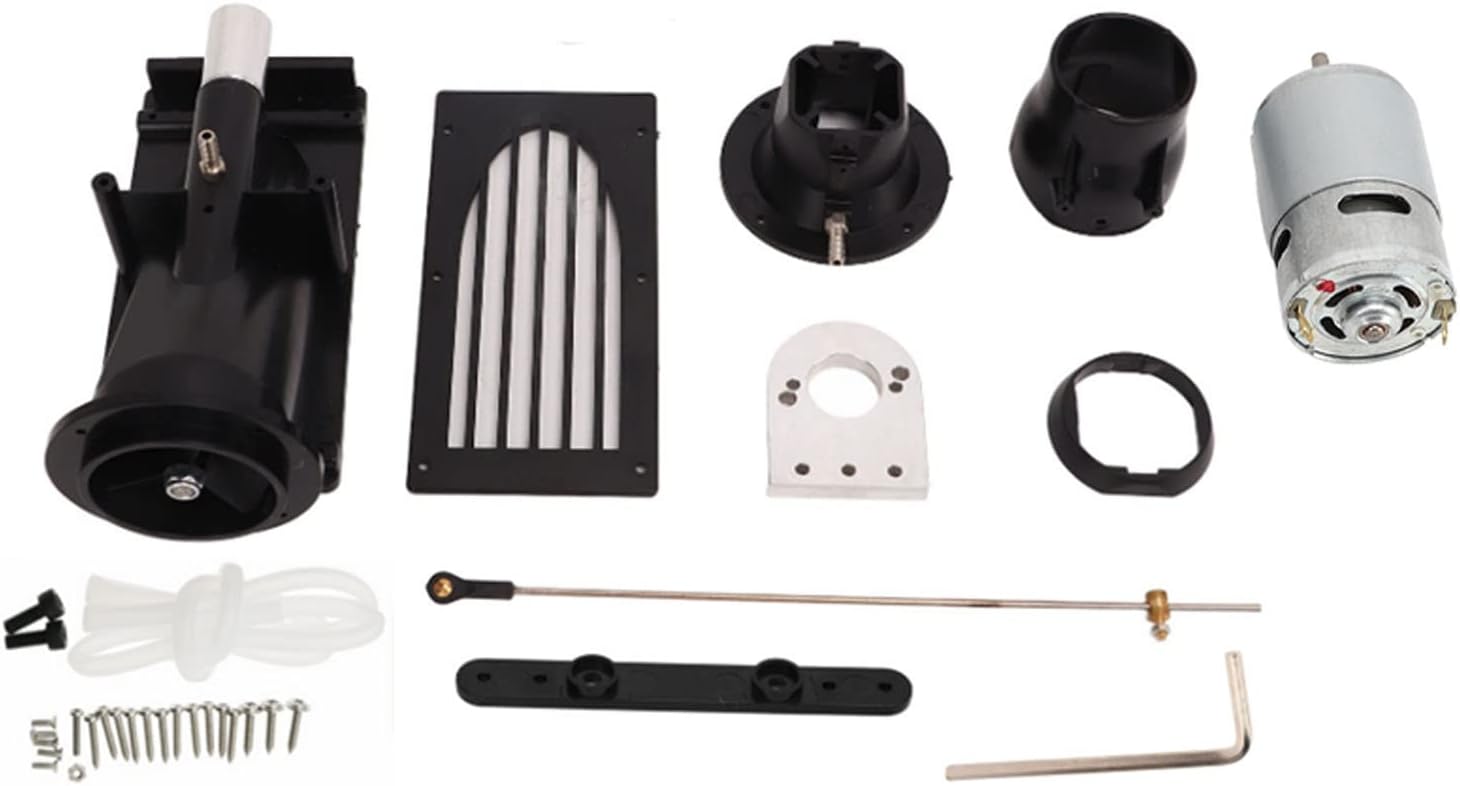 40mm RC Boat Jet Pump Thruster, Plastic Alloy Pump Structure with 775 Brush Motor and Heat Sink for Various RC Model Ships (Black)