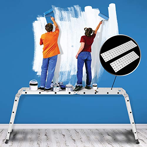 Idealchoiceproduct 15.5\' Heavy Duty Gaint Aluminum Multi Purpose Folding Ladder Scaffold Ladders with 2 Platform Plates- 330Lbs - Thumbnail 7