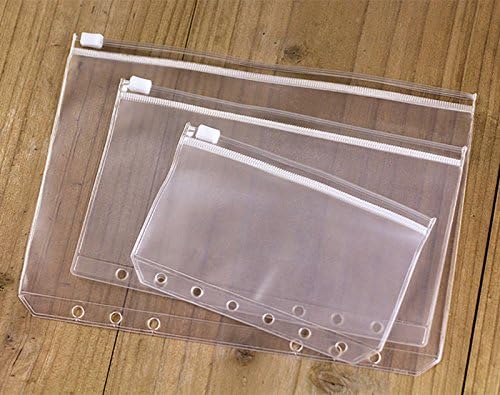 20 pcs PVC Standard Loose Leaf notebooks Zipper Bag Translucent Plastic A7 Size Ziplock Envelope Case Bill Pouch