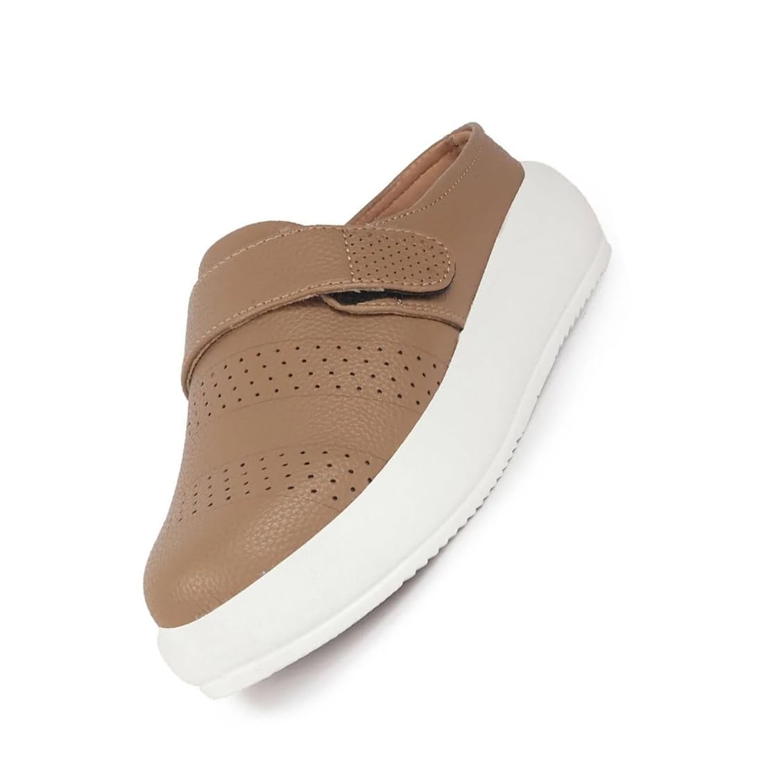 fausto Women Perforated Height Enhancer Adjustable Strap Back Open Mules | Comfort Slip On Shoes | Casual Shoes with Memory Cushioned Insole-picture-43