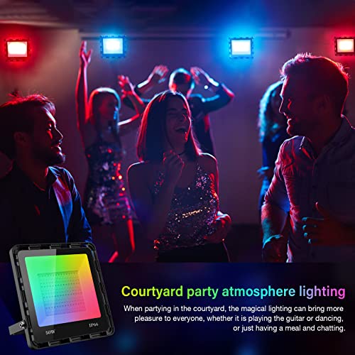 Turbo Sii Led Flood Light Outdoor, 500W Rgb Color Changing Landscape Lighting With Remote,3 Modes,Ip66 Waterproof,Us 3-Plug(Pack Of 2) #TOP2