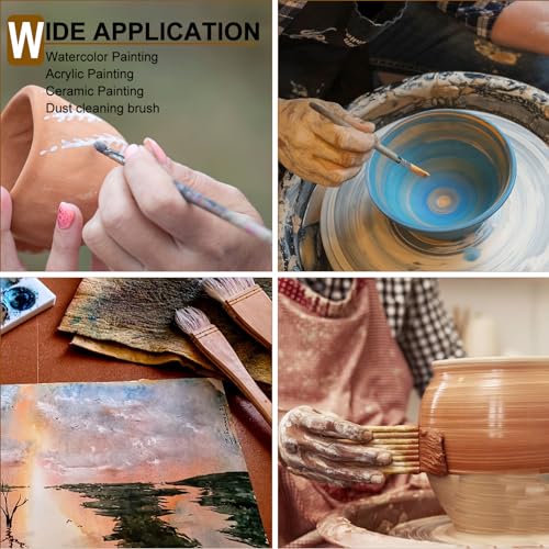GACDR Pottery Brushes for Glazing, 15 Pcs Ceramic Brush Set With Storage Box, Wool Bamboon Hake for Pottery, Acrylic, Watercolor