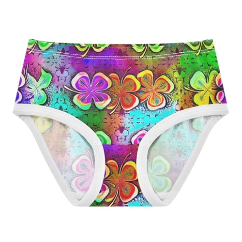 Colorful Shamrock Clover Leaves Panties for Girl Toddler Underwear Floral Cotton Print Kids Briefs Undies 2t