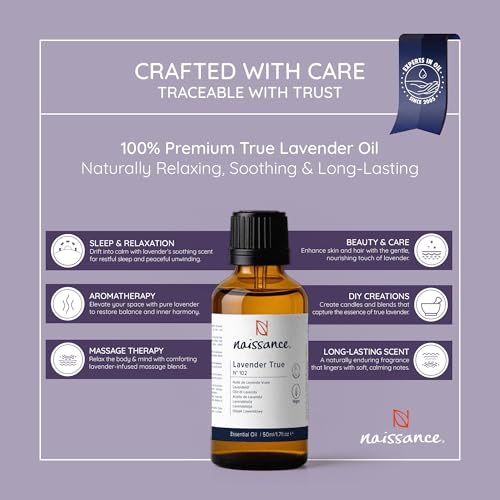 Naissance Aceite Esencial de Lavanda Puro (No.102) 50ml - Aromaterapia Natural, Dormir, Masaje, Cuerpo, Pelo, Relajación - Humificador, Velas, Jabones, Difusor, Ambientador - Vegano, No Deluido - imagen 2