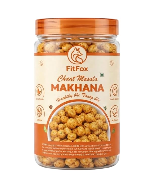 FitFox Chaat Masala Makhana - Roasted Fox Nuts, High Protein, Low Fat, Gluten Free, Vegetarian Snack, 50g Jar-image-13