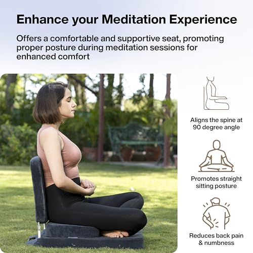 FOVERA Meditation Chair | 2 Years Warranty | Large Foldable Floor Chair with Back Support for Relaxing, Yoga, Meditation | Meditation Block, SS Frame, Washable Cover & Portable (Dark Grey) - Image 4