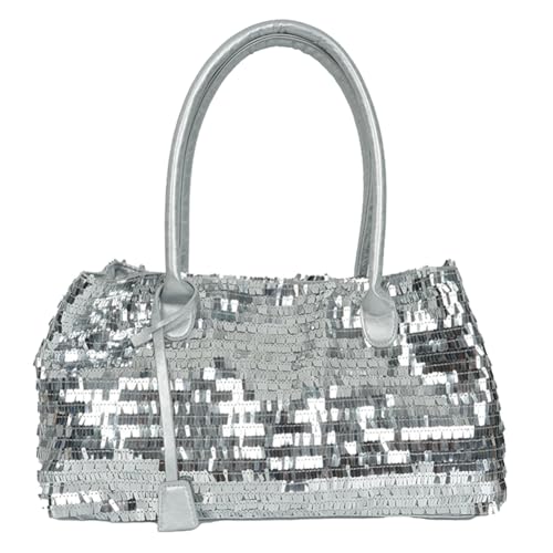 Women Stylish Shoulder Bag PU Leather Trendy Shoulder Bag Closure Glitter Tote Handbag Travel Shopping Work Date Bag
