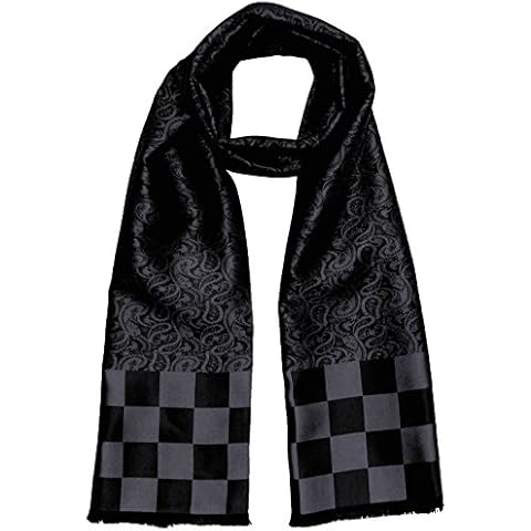 Lorenzo Cana Herren Schal aus 100% Seide aufwändig jacquard gewebt Damast Seidenschal Seidentuch Tuch 25 cm x 160 cm Schwarz 8921511 Cover