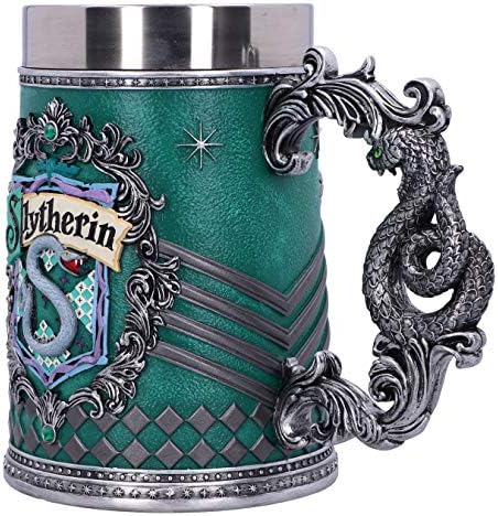 Harry Potter Slytherin Hogwarts House Collectible Tankard, Green Silver, 15.5cm