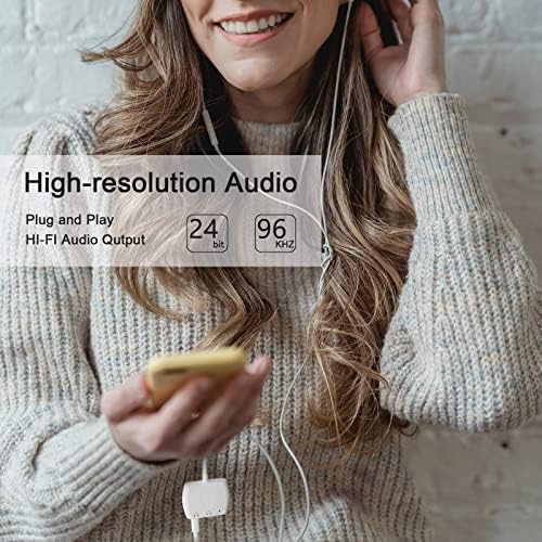 Headphone Adapter Audio Splitter, 3 in 1 Lightn-Ing to 3.5 mm Jack Aux Audio Splitter with Charging Headphones Splitter for iPhone 14 -13/12/11/X/8/7/6, Lightn-Ing Supports calls and iOS 15