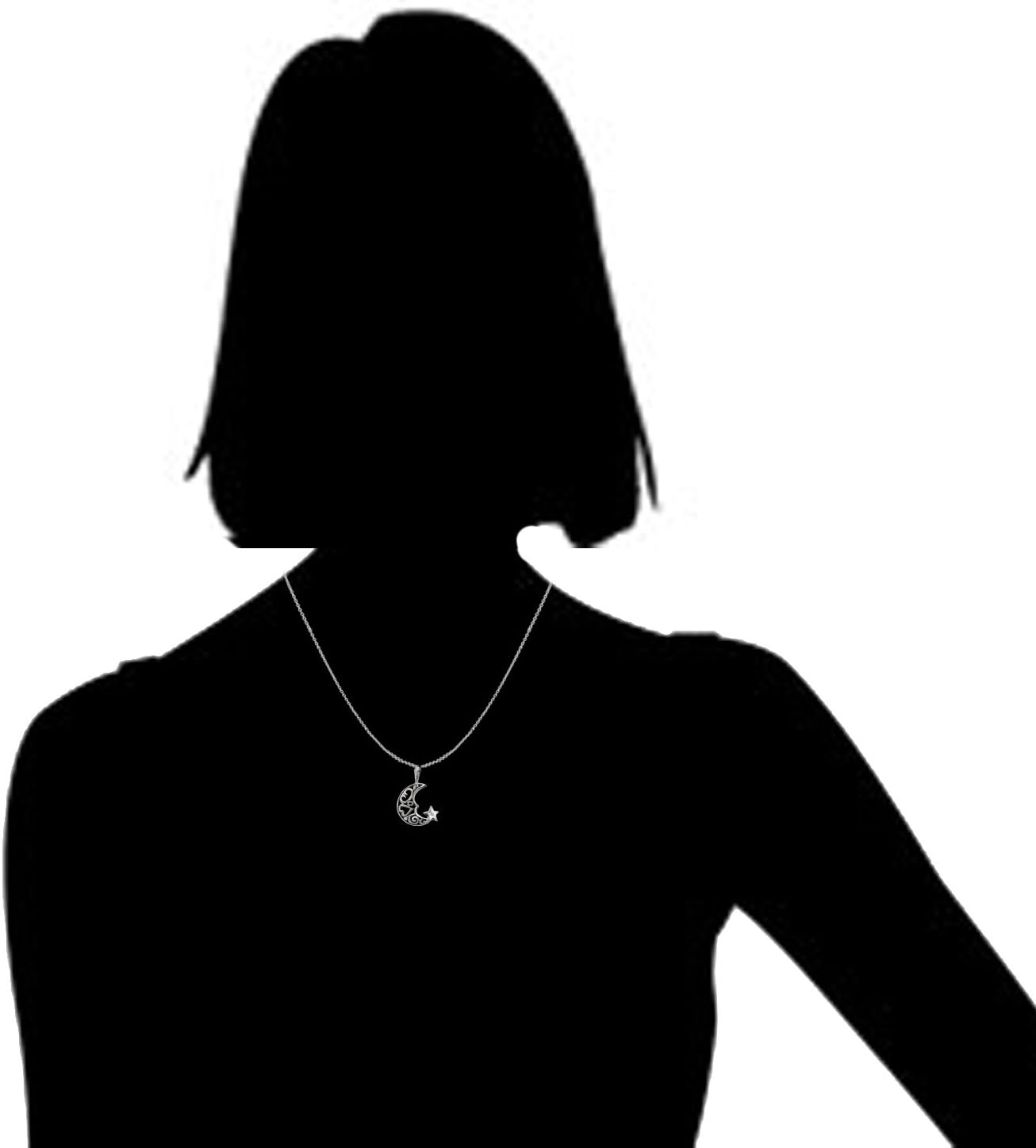 Ritastephens Sterling Silver Crescent Moon and Star Charm Pendant Necklace 18 Inches - Image 3