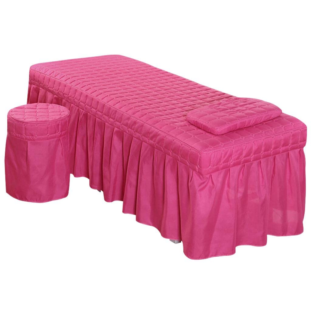 Ensemble de literie de spa luxueux couleur rose fuchsia pour institut