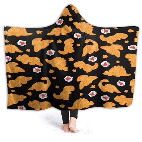 Chicken Nugget Blanket - Ultra Soft Dino Nugget Wearable Blanket for Kids - Funny Food Hoodie Blanket Decor - Chicken Nuggets Hooded Blanket Novelty Gift for Boys Girls,60