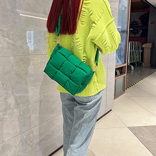 Image of Shoulder Bag Lightweight Puffer Tote Crossbody Bag Handwoven for Women | waterproof nylon, durable, soft padded texture, versatile for travel, work, weekend, everyday, adjustable strap