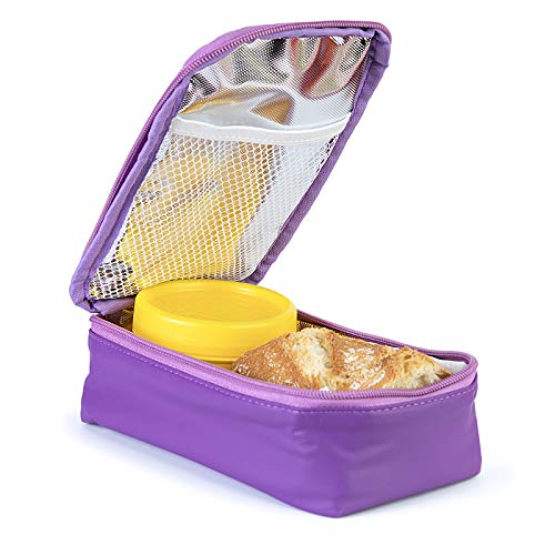PracticFood - Bolsa Térmica Portabocadillos Valira Nomad Petit con Táper Portafruta de Regalo de 0.2L, Color Morado Cover
