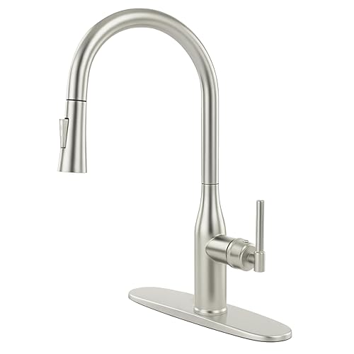 Pull Down Kitchen Faucet with 2-Function Sprayer, Spot Free Brushed