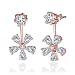 Fashion Lady Clear Crystal Leaf Feather Ear Jacket Earrings Back Ear Cuffs Stud Earring (rose gold plated)