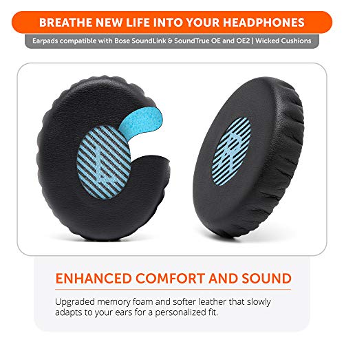 Image of WC Wicked Cushions Replacement Ear Pads for Bose On-Ear 2 (OE2 & OE2i) Headphones - Earpads for Bose SoundTrue & SoundLink On-Ear (OE) Headphones - Softer Leather, Luxury Memory Foam, Added Thickness