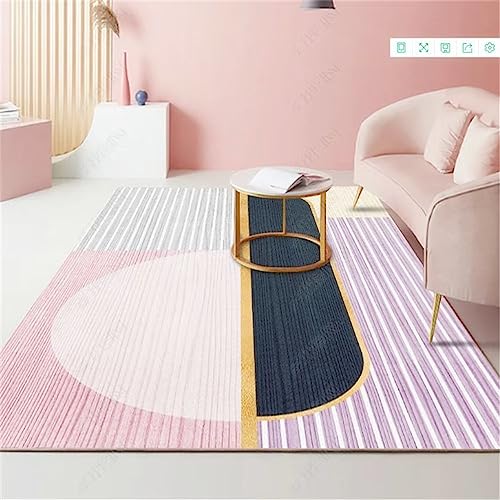 Tapis géométrique à fines bandes 140x200cm tapis de salon brun moderne - 2