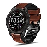 KoGiio Correa QuickFit 22mm para Garmin Fenix 7/Fenix 6 GPS/Fenix 6 Pro GPS/Fenix 6 Pro Solar, Hombres Mujeres Ajustable Reemplazo Cuero Correas para...