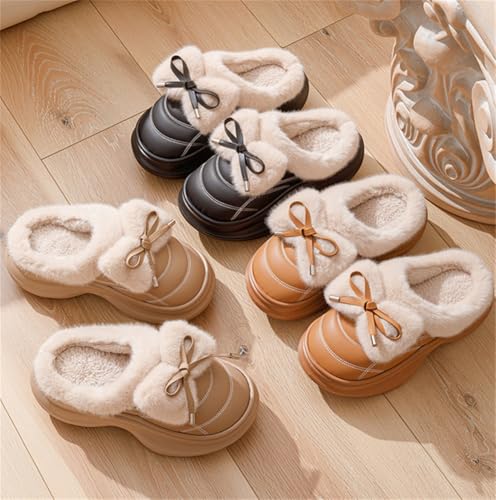 Rungion Cute Winter Slipper for Women Plush Lined House Slip-On Shoes Waterproof Outdoor Non-slip Warm Platform Slipper4