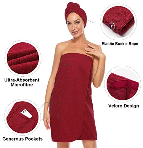 Image of Orrpally Women Shower Wrap Robe Bath Wrap Towel Spa Body Wrap Adjustable Closure Bathrobe