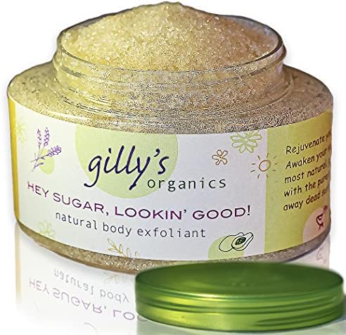 Gilly's Organics Sugar Scrub for Body & Face - Made in USA, Premium, Natural Organic Body Scrub - Gentle Exfoliating Body Scrub for Sensitive Skin