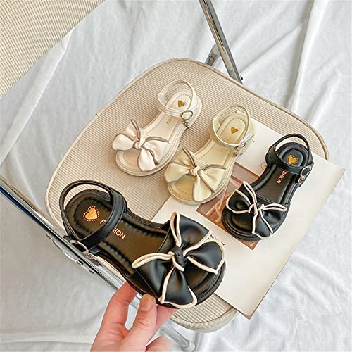 Girls Sandals Casual Open Toe Sandals Bowknots Flat Sandals Summer Dress Shoes for Kids (Little Kid/Big Kid) (Black, 3.5 Big Kids)2