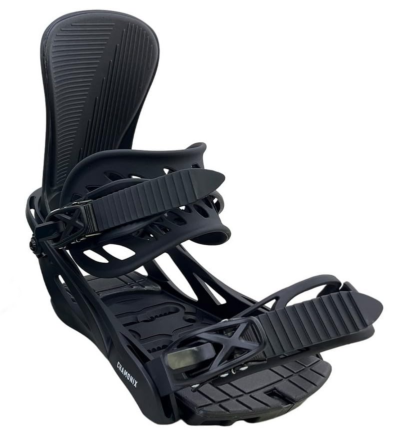 Chamonix Lognan Snowboard Bindings 2026 – All-Mountain, Medium Flex, 3D Profile Ankle Strap, Toe Cap Strap, Padded Baseplate, 2x4 & 4x4 Compatible,