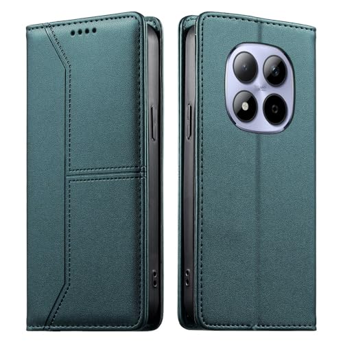Protection Redmi 15C 4G 5G Pochette Cuir à Rabat Magnétique Antichoc Vert