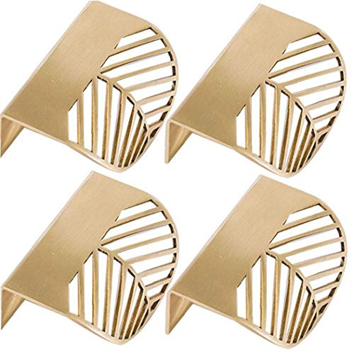 4pcs Forme des Feuilles Cabinet Pulls Laiton Doré Poignées De Meubles De Cuisine Porte De Cuivre Tirettes De Tiroir Cover