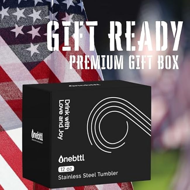 Onebttl Veterans Appreciation Gifts for Men, Nutrition Facts, Funny Coffee Mug for Husband, Dad, Grandpa, 12oz Stainless Steel Tumbler, Black, Air Force Veteran