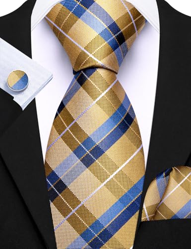 Image of Barry.Wang Men 6PCS Tie Silk Gift Necktie Clip Woven Tie Sets Party