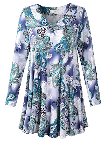 LARACE Women Plus Size Tunic Tops Long Sleeve Shirts (Green03, L)