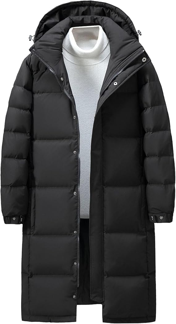 Mens Winter Coats Long Thicken Warm Parka Jacket Hooded Puffer Jackets Lightweight Windproof Padded Coat Outerwear