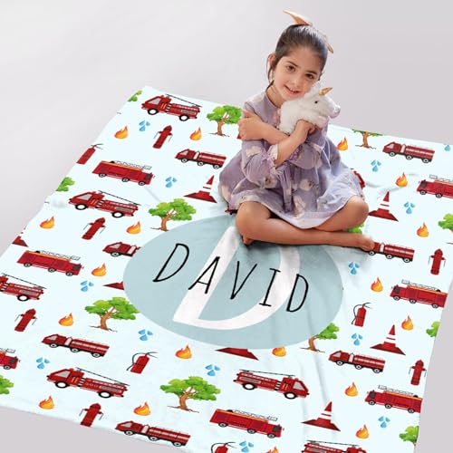 Image of Fire Truck Pattern Blanket Gifts Fire Truck Pattern Throw Blankets for Boys Girls Super Soft Fleece Flannel Air Conditioning Fire Truck Pattern Blanket for Couch Bed 50x40 in for Kid