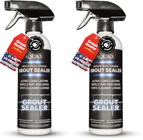 Image of AQUA-X 16 Oz. Grout Sealer, Clear Grout and Tile Sealer, Natural Finish, Professional Grade, Indoor & Outdoor, Fast Dry and Long Lasting Protection (Pack of 2)