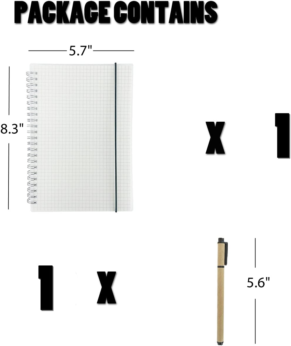 AOU Graph Paper Notebook Hardcover Spiral Grid Journal 8.3" x 5.7" A5 Spiral Bound Square Grid Paper 80 Sheets/160 pages With 1 Gift Black Gel Pen Included For Each Pack