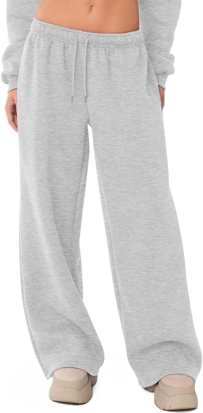 Wide Leg Sweatpants Women 2026 Trendy Fleece Lined Baggy Sweat Pants Athletic Lounge Sweatpant with Pockets
