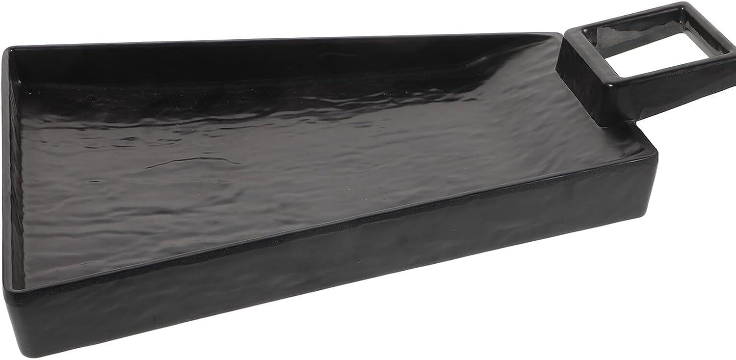 INOOMP Creative Shovel-shaped Melamine Appetizer Plates Black Plastic Dessert Dish Food Serving Plate for Outdoor Dining Bbq Salad Tray