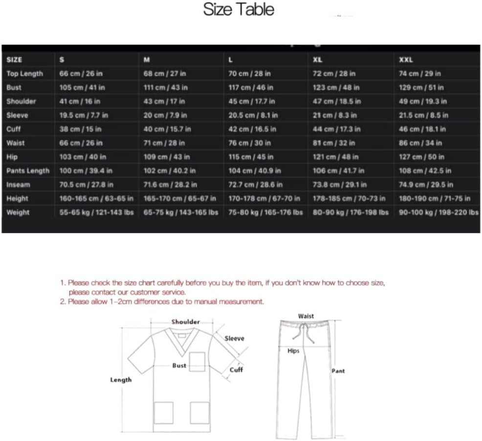 Short-Sleeve Scrubs Uniform Set Unisex - Top & Pants Comfortable Breathable Workwear for Salon and Clinic