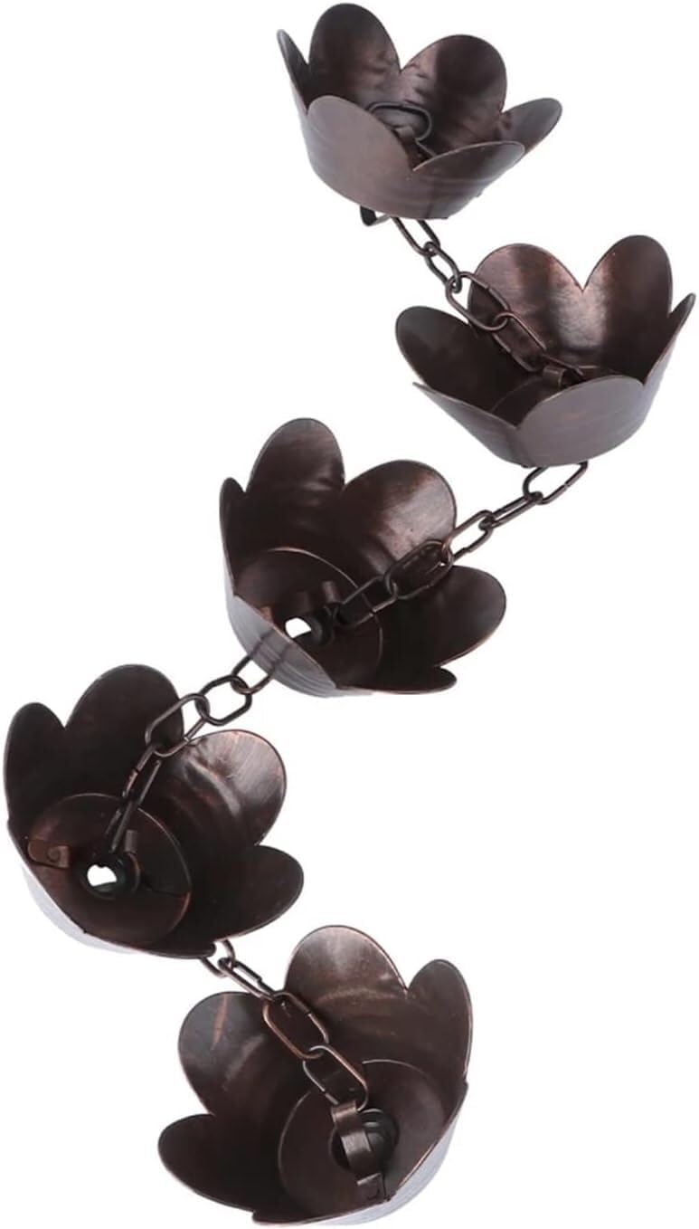 Rain Chains Metal Rain Chain, Petal Shape Chimes and Cups Rain Catcher Rain Drain Chain, Rain Chain Gutter Downspout
