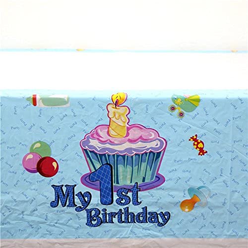 StealStreet Girl Bear's 1st Birthday Table Cover - 54" X 108" Plastic Tablecloth With Pink & Green Teddy Design