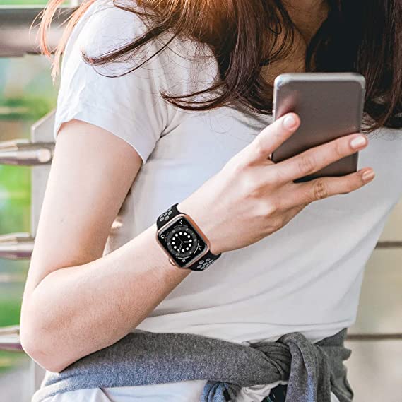 Image of RGY [3 pack] Compatible with Apple Watch Straps 45mm 44mm 42mm SE iWatch Series 7 6 5 4 3 2 1 for Women Men, Breathable Sport Silicone Replacement Band - Black /grey - Black /White - Grey /White