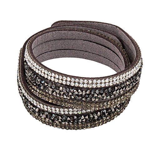 slake pulsera slake brillantes piedra brillante piel de ciervo gris