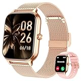 Smart Watch for Women & Men, 2026 New 1.96’’ Reloj Inteligente Para Mujer Answer/Make Calls, Blood Pressure, HR, Sleep Monitor, 100+ Sport Modes, Voice Assistant Fitness Watch for iOS Android Phone